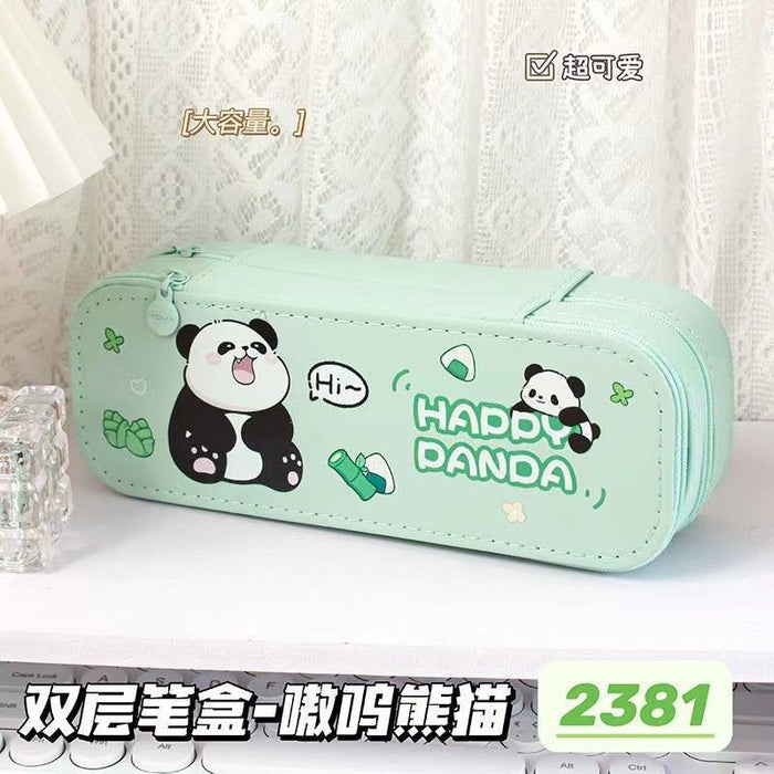 Wholesale Cute Double Layer Cloth Pencil Case Large Capacity
