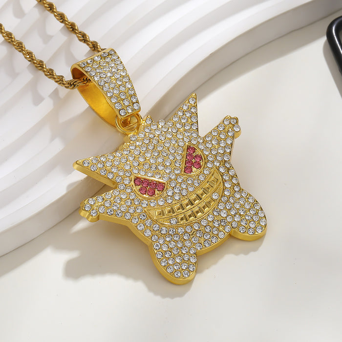 Wholesale Personalized cartoon pendant necklace with diamond inlaid Cuban chain jewelry