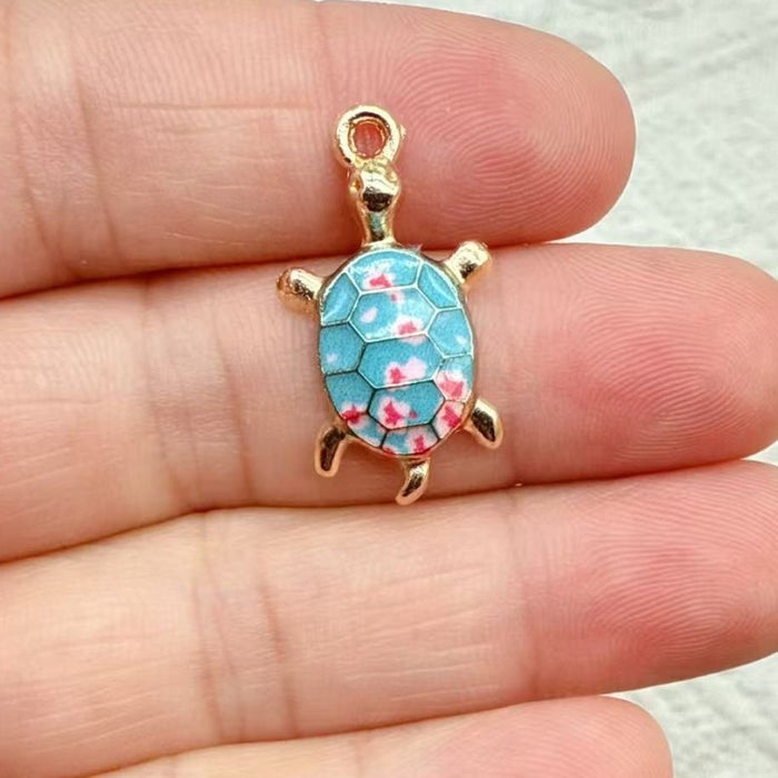 Wholesale 10pcs DIY Colorful Turtle Bracelet Pendant Alloy Oil Drip Accessories Hanging Earrings