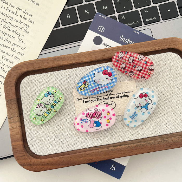 Wholesale Cute plaid cat oval hair clip