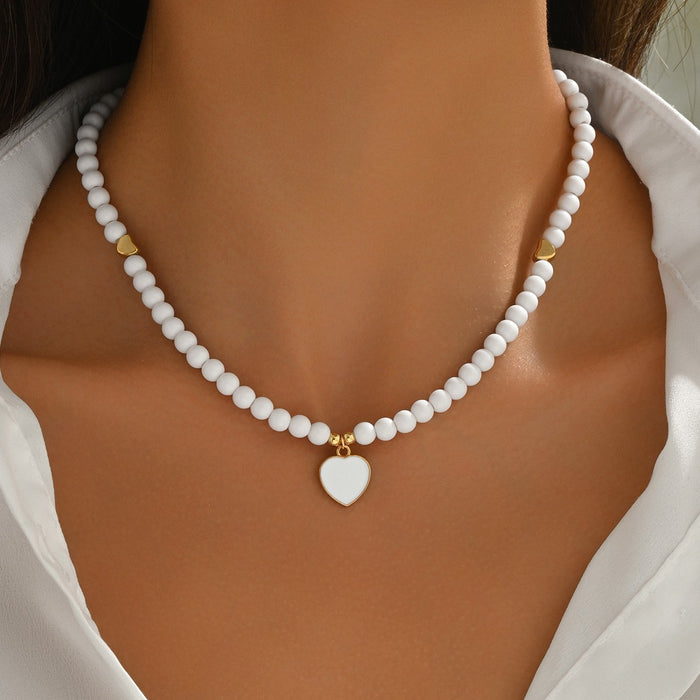 Wholesale Imitation Gold Heart Pendant Necklace Zinc Alloy Valentine' s Day Gift