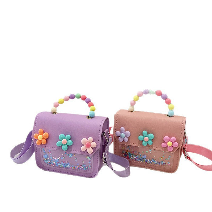 Wholesale Trendy Kids Handbag with Flower Pearl Design Cute Shoulder Bag