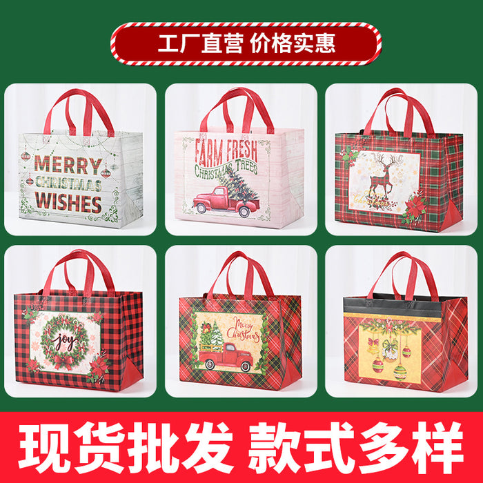 Wholesale Christmas Handheld Gift Bag Customized Cartoon Santa Claus Elk Snowflake Non Woven Bag JDC-GB-XJ002