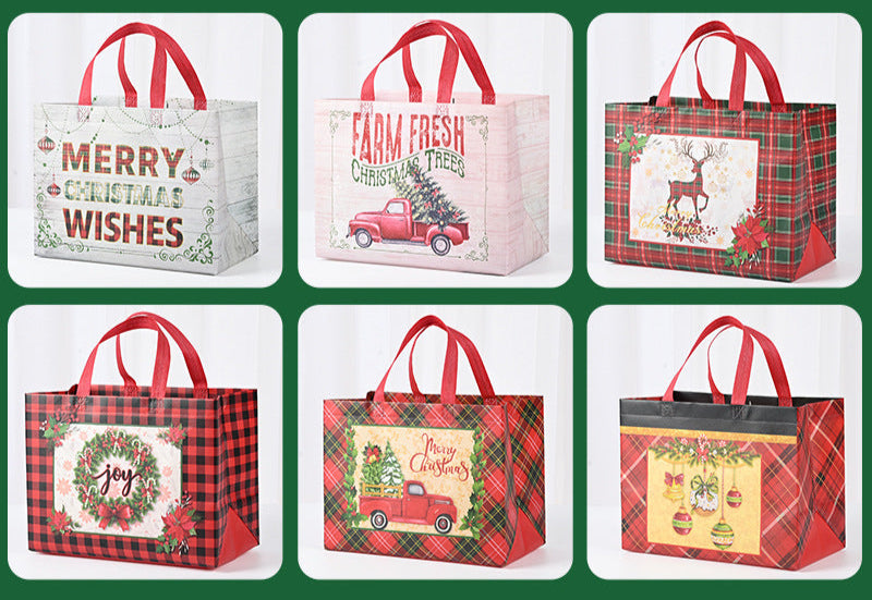 Wholesale Christmas Handheld Gift Bag Customized Cartoon Santa Claus Elk Snowflake Non Woven Bag JDC-GB-XJ002