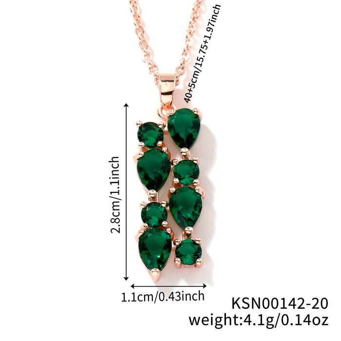Wholesale Necklace Colored Stone Zircon Pendant Long Necklace Colorful Necklace