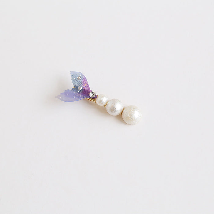 Wholesale Cartoon Children Pearl Mermaid Princess Resin Hairpin JDC-HC-QiY012