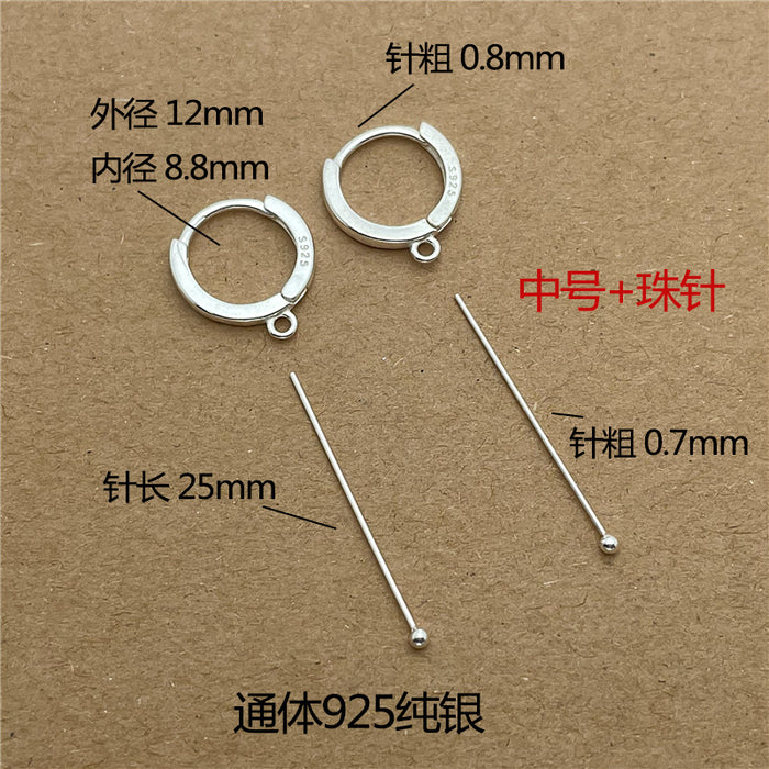 Wholesale Pure silver earring accessories, ear buckles, DIY handmade earrings with loops, semi-finished earrings, pendants
