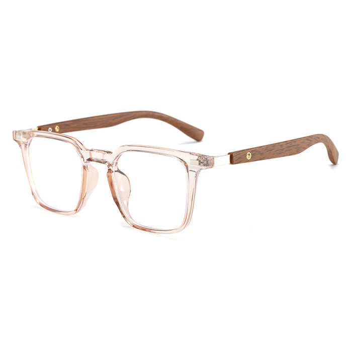 Wholesale Fashionable wood grain retro myopia anti blue light glasses with wood grain legs and eyeglass frames