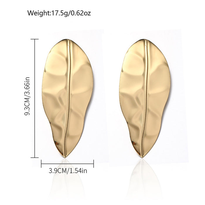 Wholesale Exaggerated alloy leaf earrings, niche folds, irregular earrings, earrings, studs