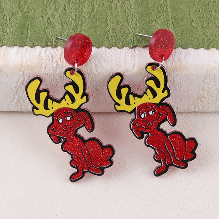 Wholesale Christmas Niche Green Hat Monster Acrylic Earrings