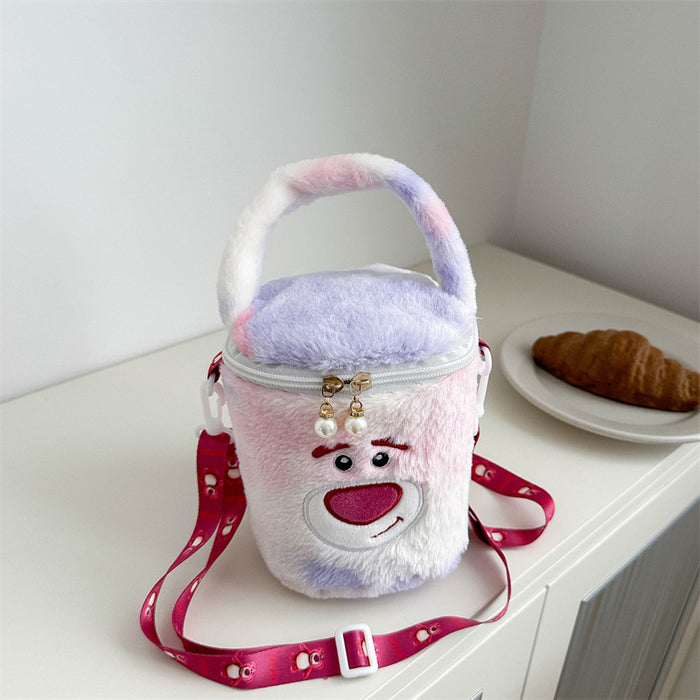 Wholesale Cute plush  bucket bag cartoon girl portable small bag