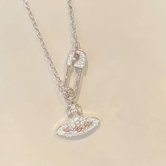 Wholesale pink bow mermaid tears three-dimensional planet necklace clavicle chain