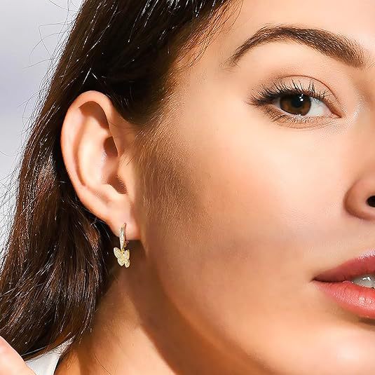 Wholesale Advanced feeling full diamond butterfly zircon jewelry necklace earrings plated with real gold, fashionable light luxury jewelry set