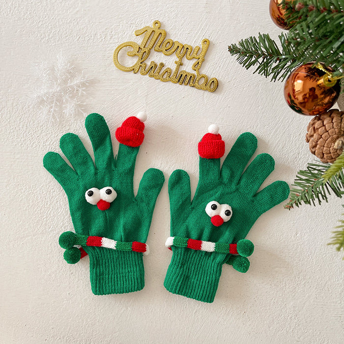 Wholesale Christmas gloves this year red children' s socks funny warm five-finger gloves