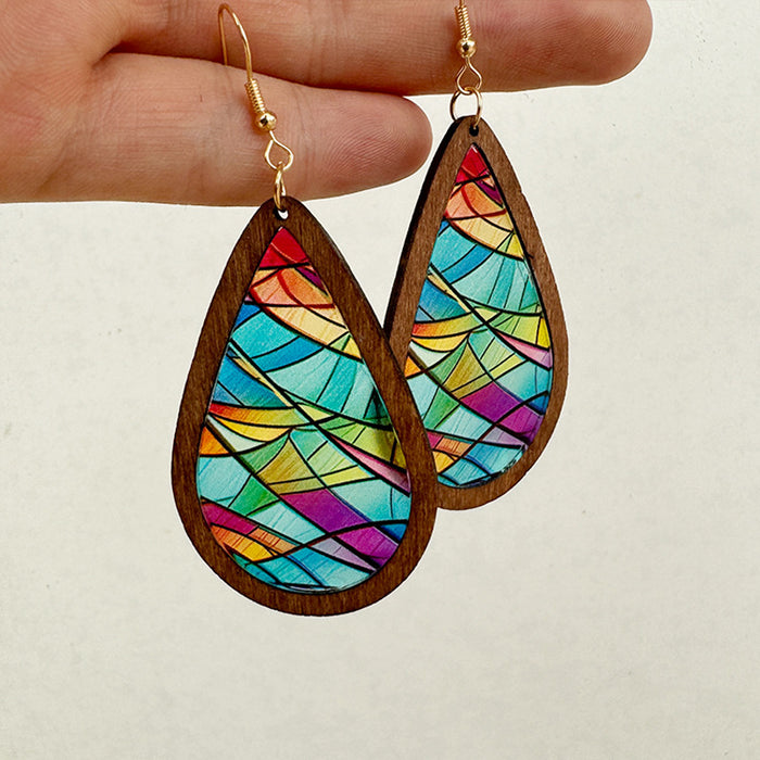 Wholesale Trendy Acrylic Water Drop Earrings Church Color Print Translucent Jewelry Accessory