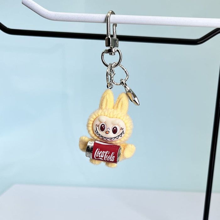 Wholesale Flocked Cola Cute Keychain Doll Cute School Bag Pendant Car Key Chain Mobile Phone Chain