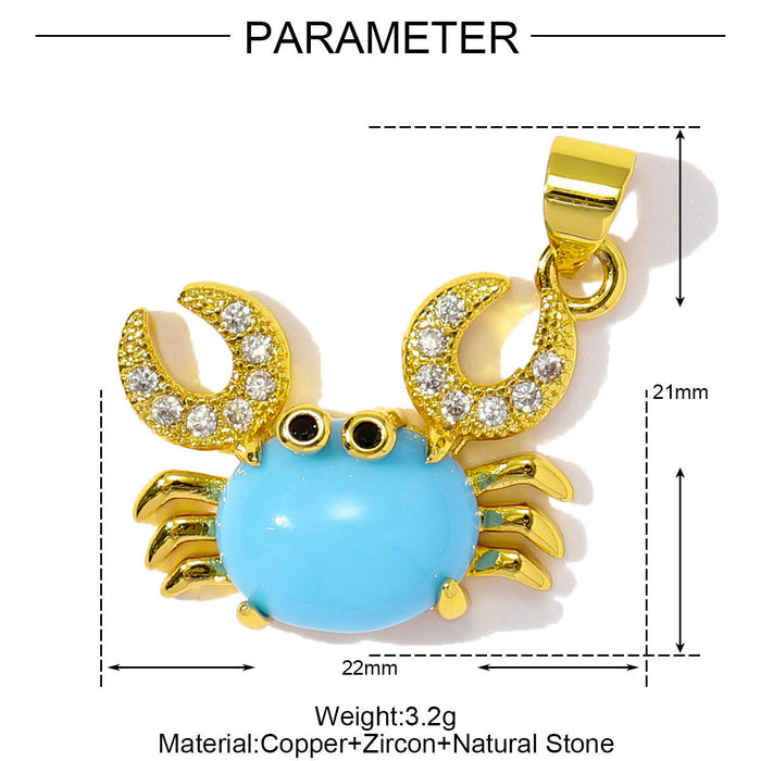 Wholesale Dripping Oil Love Sea Star DIY Copper Zircon Pendant Necklace Natural Stone Crab Earrings Jewelry Pendant