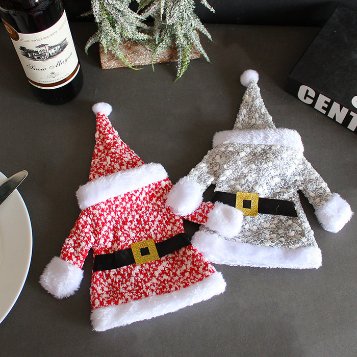 Wholesale Christmas Decorations New Clothes Hats Wine Bottle Set Knitted Three-dimensional Red Wine Set Dining Table Wine Bag