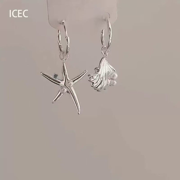 Wholesale Retro bead asymmetrical flower ear buckle design with a sense of niche temperament, simple and unique ear buckle