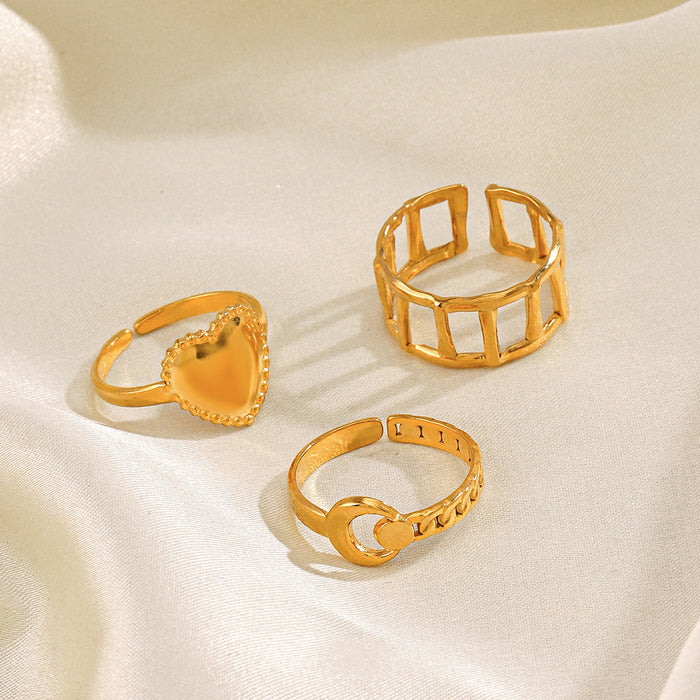 Wholesale Gold Plated stainless steel star moon Rings Adjustable rings for women