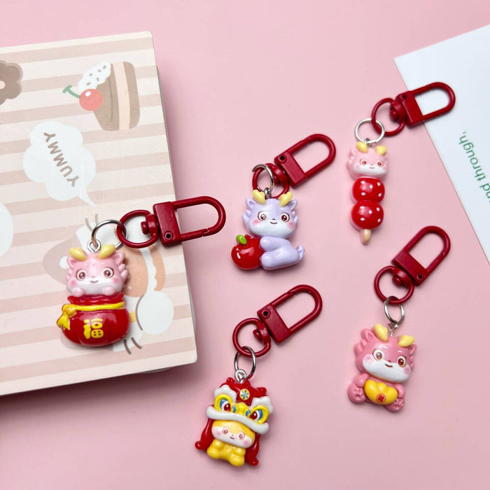 Wholesale Cute New Year Dragon Keychain Cartoon Pendant New Year Resin Pendant Accessories