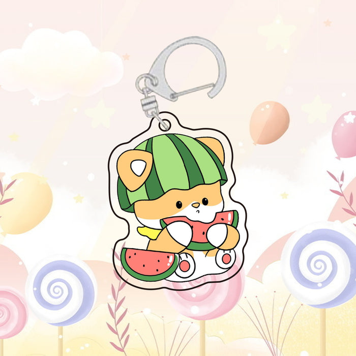 Wholesale Cartoon Cute Zodiac Keychain Acrylic Hanging Fruit Animal Bag Decoration Pendant School Bag Accessories Gift