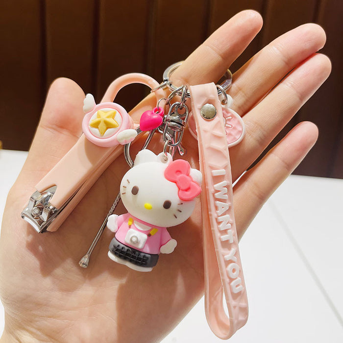 Wholesale  Silicone Doll Spaceman Keychain Pendant Bag  Nail Clipper Ear Digging Spoon Keychain