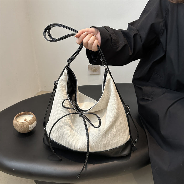 Wholesale Retro patchwork cloth tote bag shoulder bag handbag large capacity commuting bucket bag