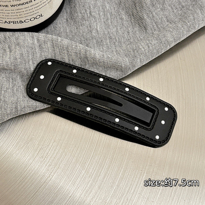 Wholesale Wave point leather hair clip with broken hair on the forehead, bangs clip, simple edge clip, hair clip headband