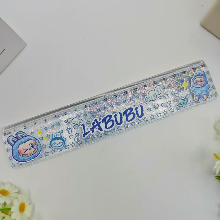 Wholesale Cartoon Quicksand Ruler Gold Powder Decompression Glitter Ruler Set