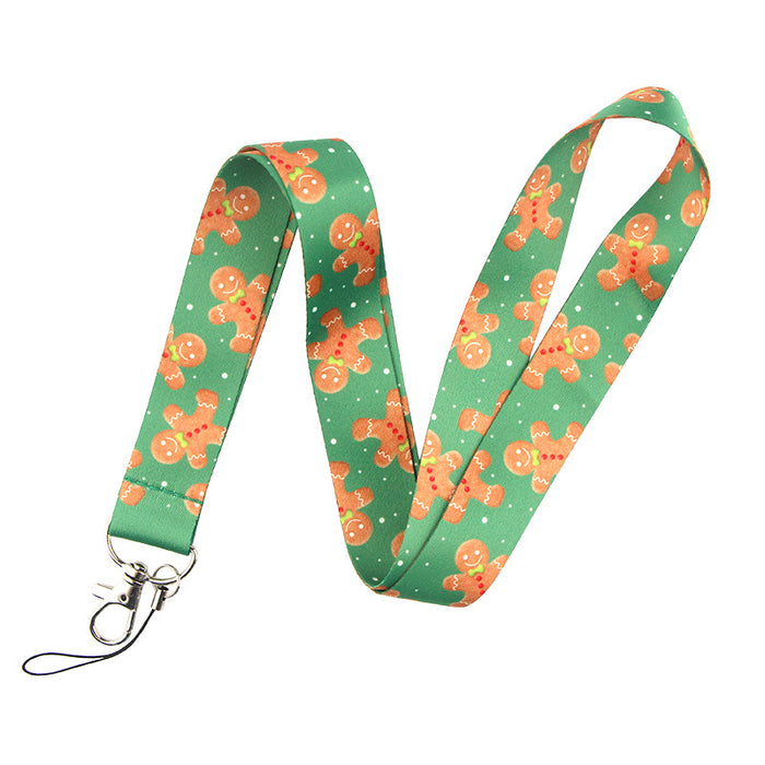 Wholesale 3 pcs  Double-sided printed polyester long rope webbing hard case protective case keychain