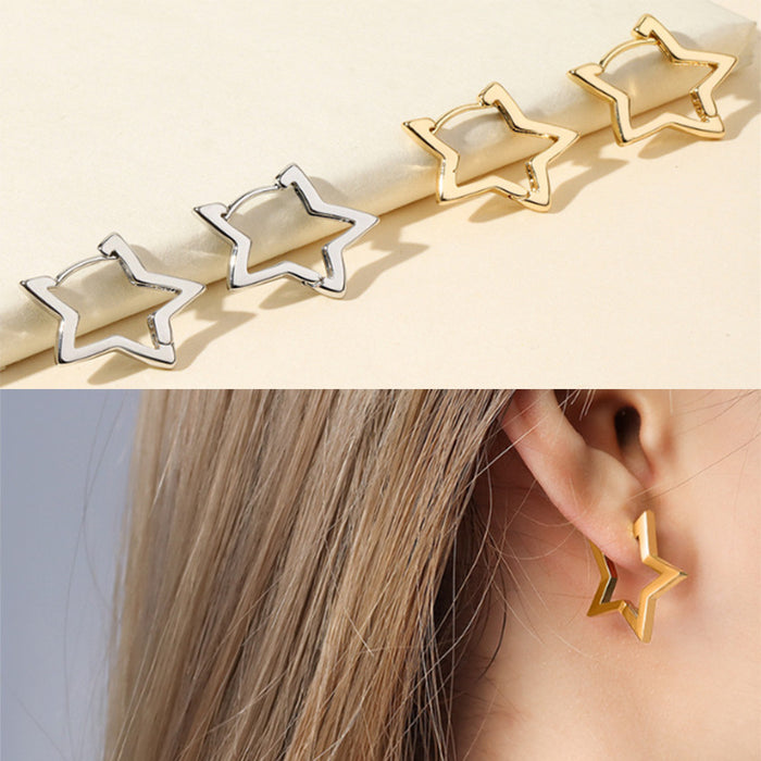 Wholesale Simple Temperament Versatile Hollow Star Earrings JDC-ES- XiangDuan006