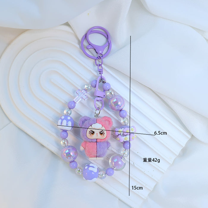 Wholesale Flocking car keychain pendant cartoon cute clown doll bag pendant