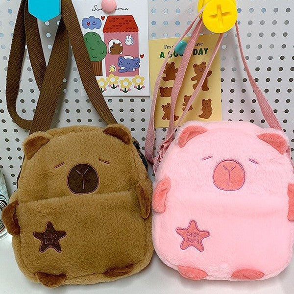 Wholesale Kapibala Children's Plush Bag Female Cute Capybara Shoulder Bag Cartoon Animal Doll  Portable Crossbody Bag