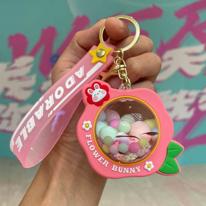 Wholesale Acrylic oiled peach keychain couple bag pendant car keychain pendant small gift