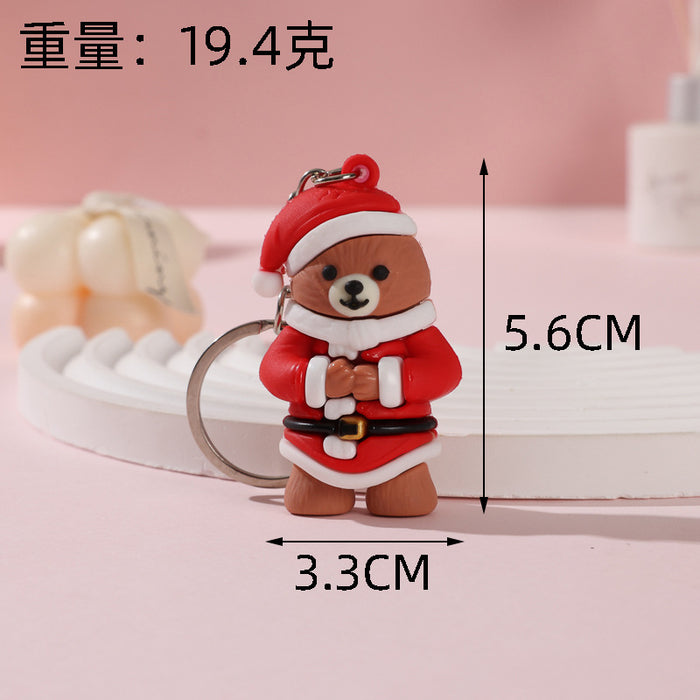 Wholesale Cute Christmas bear keychain schoolbag pendant doll  keychain Christmas activity small gift