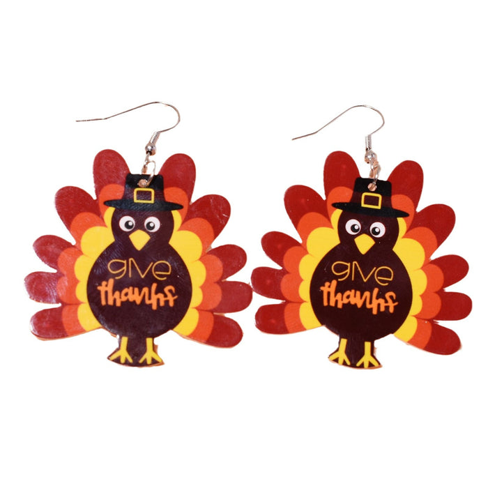 Wholesale Thanksgiving Cartoon Turkey Earrings JDC-ES-Zhanh006