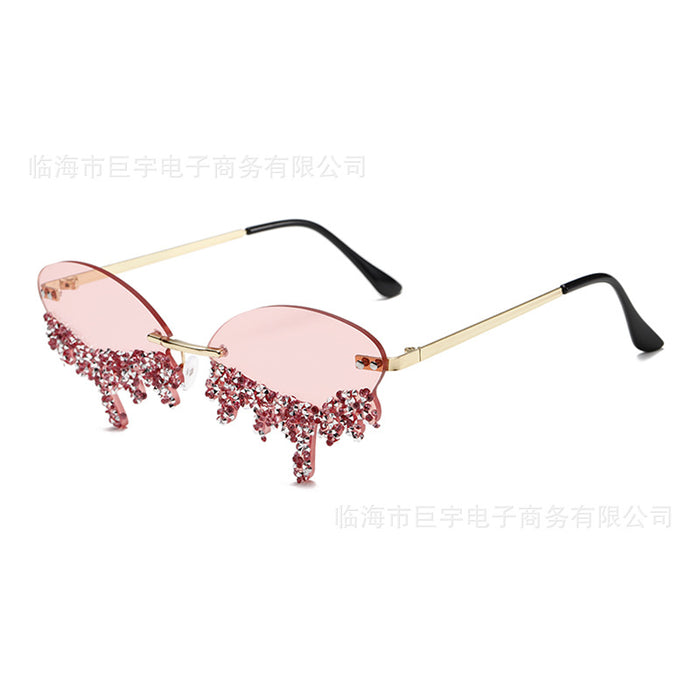 Wholesale Angel tears frameless sunglasses, personalized diamond studded sunglasses