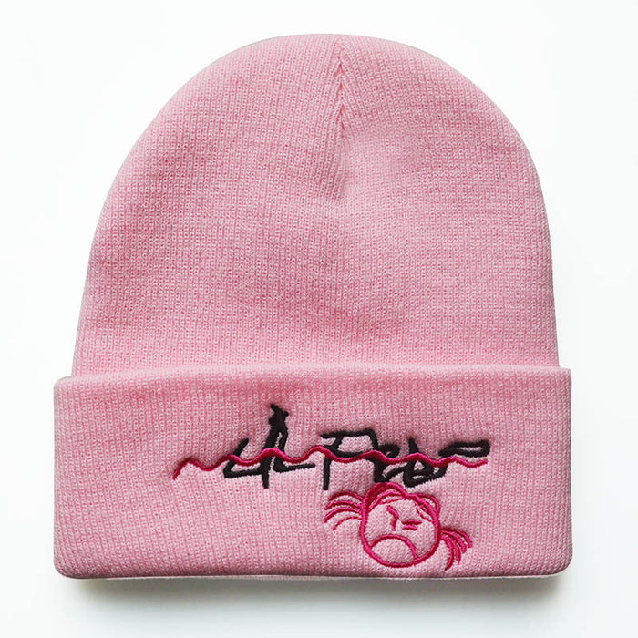 Wholesale Cartoon Girl Embroidery Acrylic Knitted Beanie Hat JDC-FH-LvH027