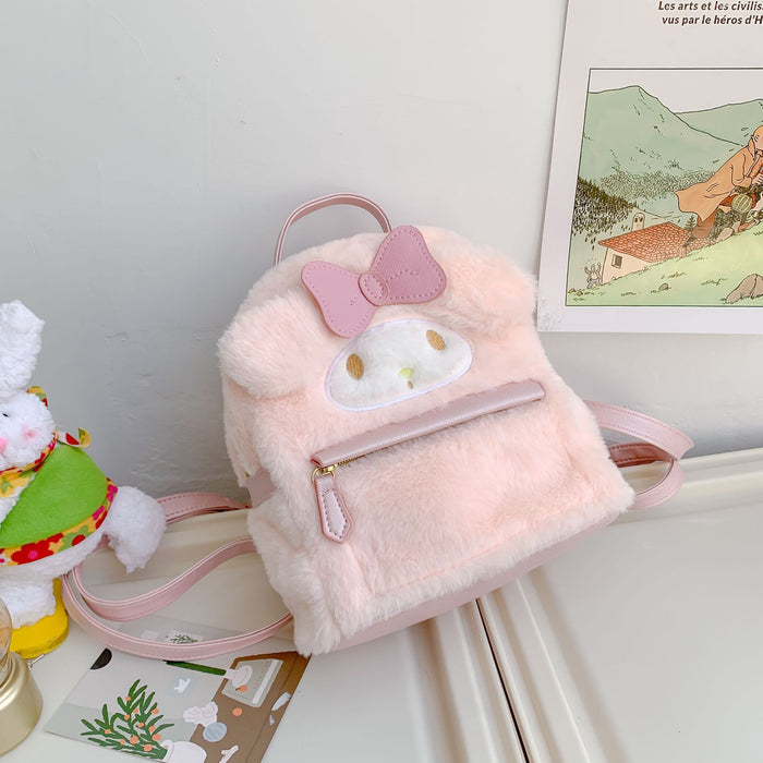 Wholesale Cartoon White Dog Plush Backpack Cute Big-Eared Dog Pink Rabbit