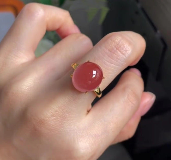 Wholesale women' s red ice transparent egg noodle index finger ring