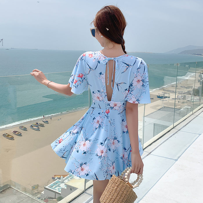 Wholesale Hot spring skirt style conservative slimming and belly covering hot spring flat angle swimsuit one-piece swimsuit