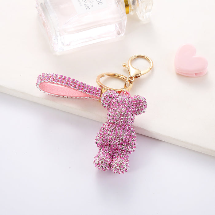 Wholesale Cartoon Rhinestone  Plush Keychain Cute Key Ring