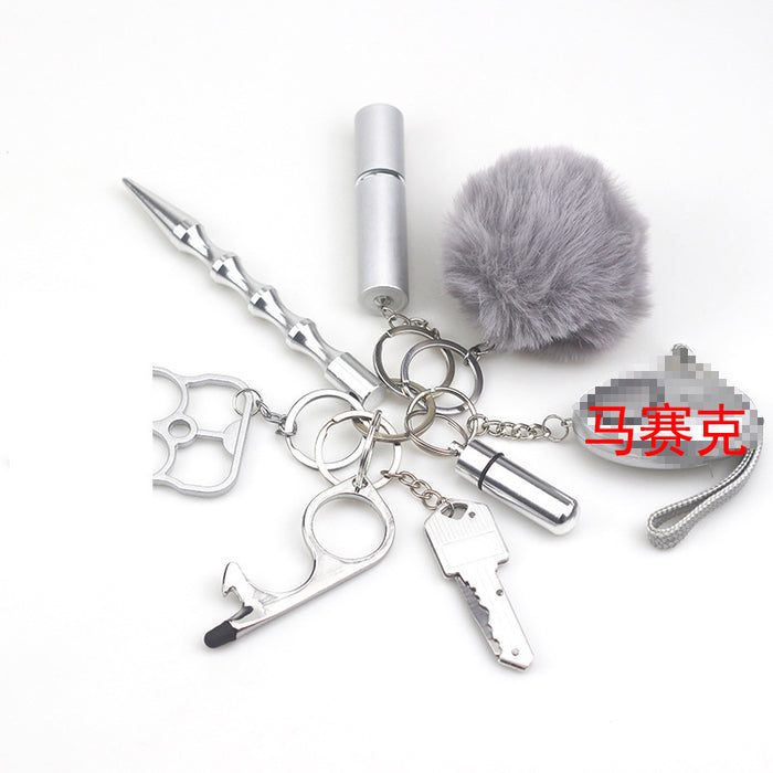 Wholesale Hair Ball Multifunctional Metal DIY 8-piece Keychain JDC-KC-TouMS081