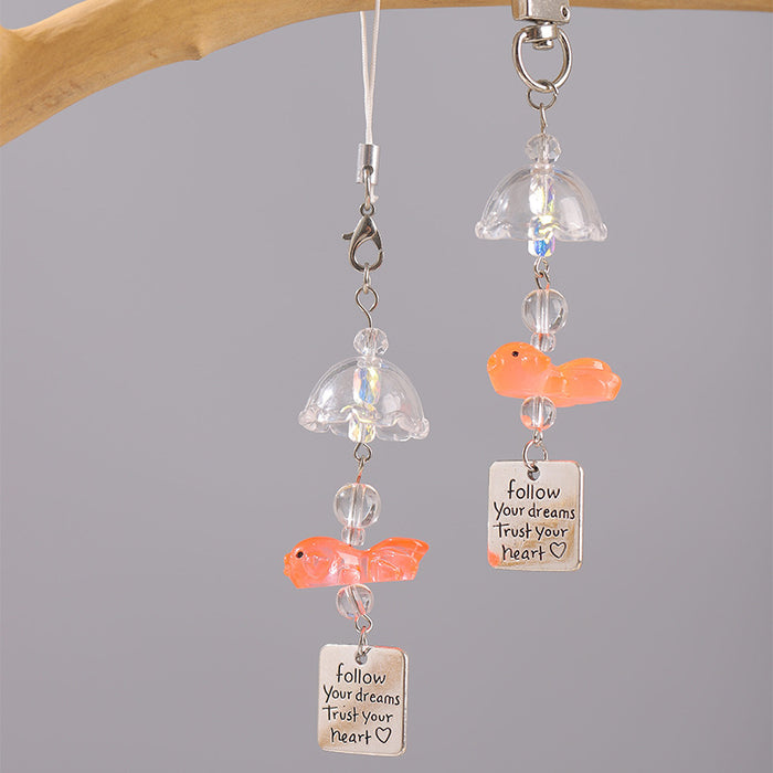 Wholesale Goldfish Pendant Mobile Phone Chain Beaded Pendant Mobile Phone Keychain
