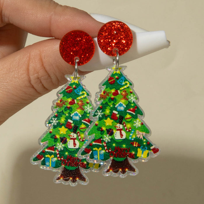 Wholesale Cute Christmas Cartoon Acrylic Snowflake Earrings