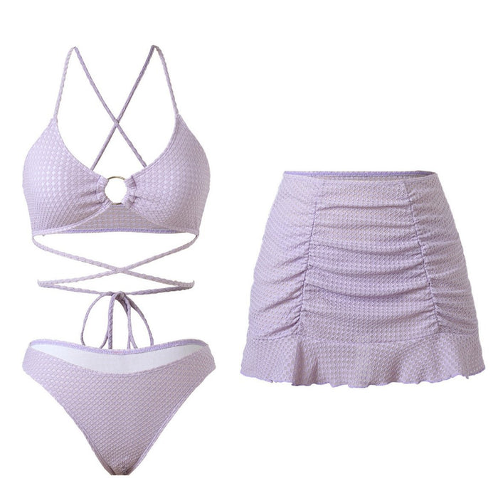 Wholesale Split bikini swimsuit three piece set sexy lace up