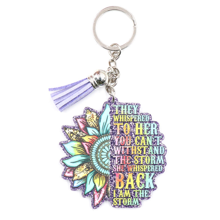 Wholesale Inspirational Flower UV Printed Plastic Coin Holder Keychain JDC-KC-XiaoYan004