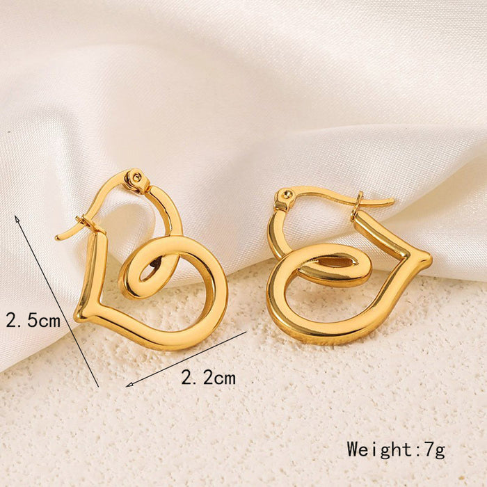 Wholesale New High-end Titanium Steel Earrings for Women with Irregular Heart Circles and 18k Gold Plated Non Fading Accessories JDC-ES-RX003