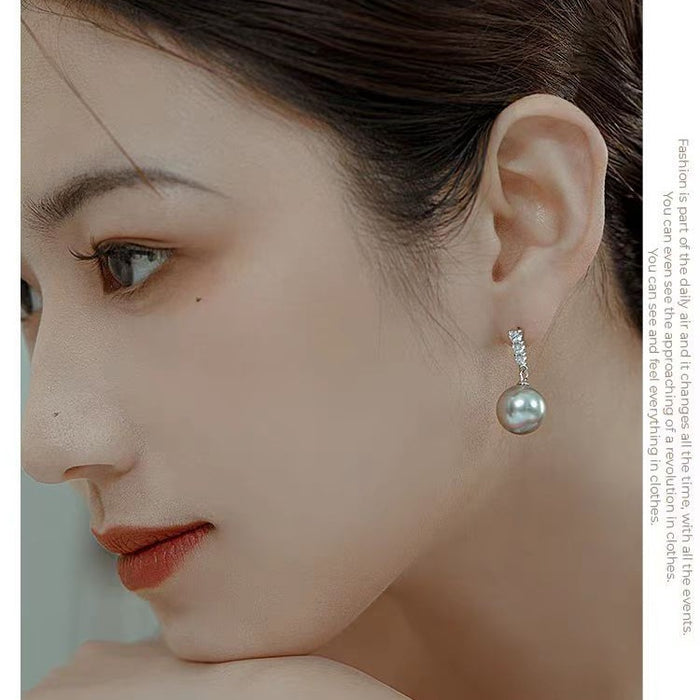 Wholesale   Pearl S925 Silver Ear Women's  Simple  Earrings High-end Earrings